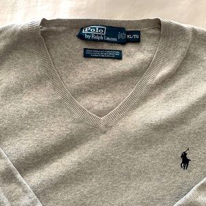 Mens Polo gray Pima cotton sweater